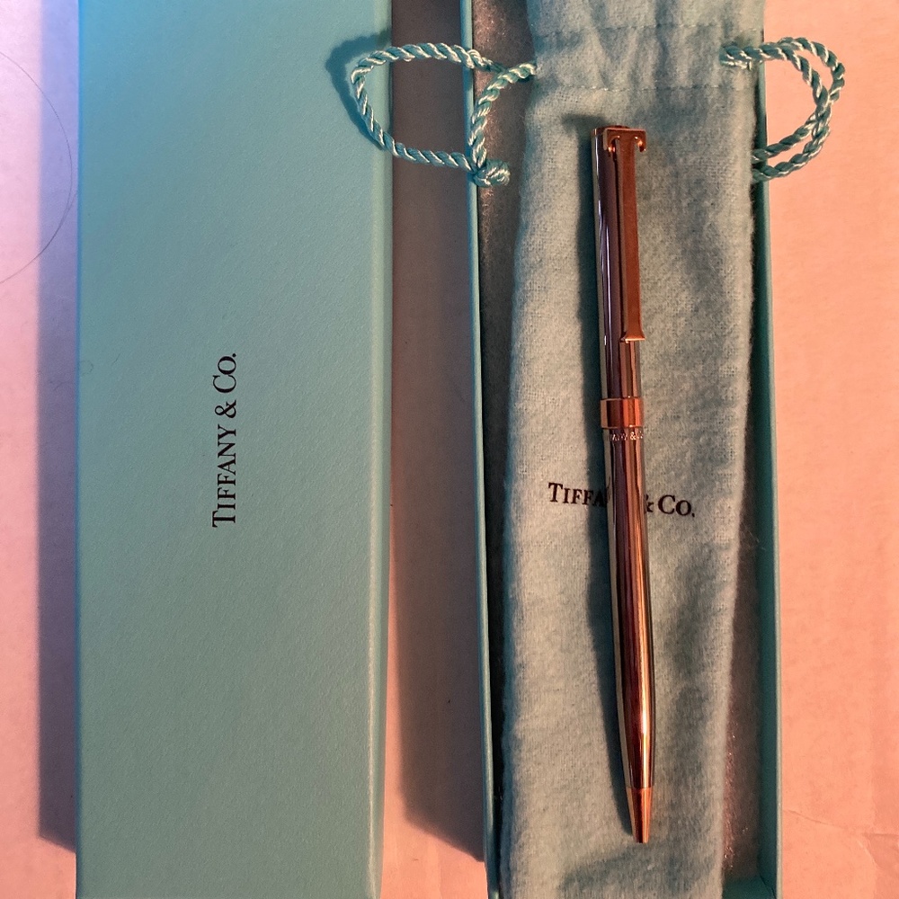Tiffany sterling silver pen with gold accents
